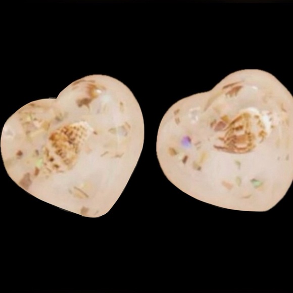Jewelry - “My Heart is the Ocean” Mini Conch Triton Murex Shell Abalone Flake Mermaid Stud